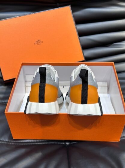 Hermès Men's Gray Orange Lightweight Breathable Casual Sports Shoes - Image 7