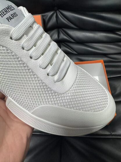 Hermes leather mesh breathable white high-end temperament casual shoes - Image 7