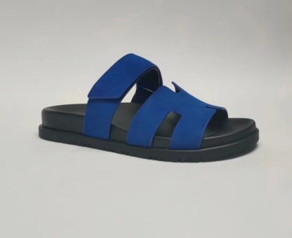 Hermès Couple's Dark Blue Braided Slippers - Image 7