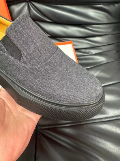 Hermès dark grey leather luxury loafers - Image 7