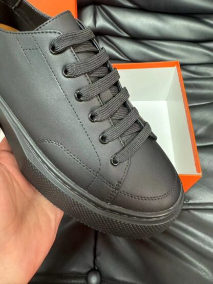 Hermes black high-end leather casual shoes - Image 7