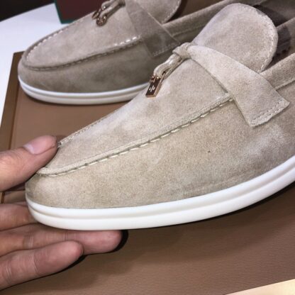 Hermès grey apricot couple high-end classic loafers - Image 7