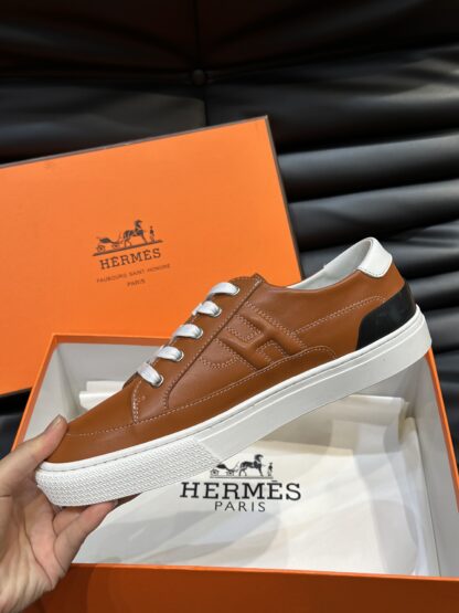 Hermès Men's Dark Brown Comfort Low-Top Casual Sneakers - Image 7