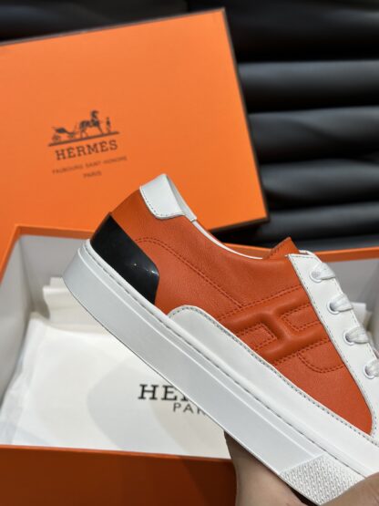 Hermès Men's Orange Comfort Low-Top Casual Sneakers - Image 7