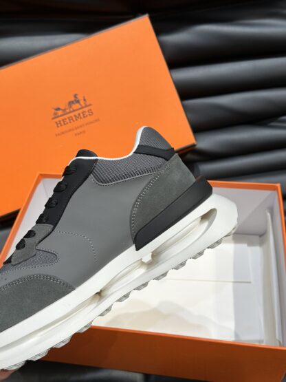 Hermes men's thick-soled gray and black fashion casual sports shoes - Image 7
