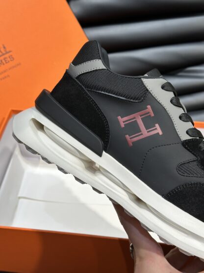 Hermes men's thick-soled black and gray fashion casual sports shoes - Image 7