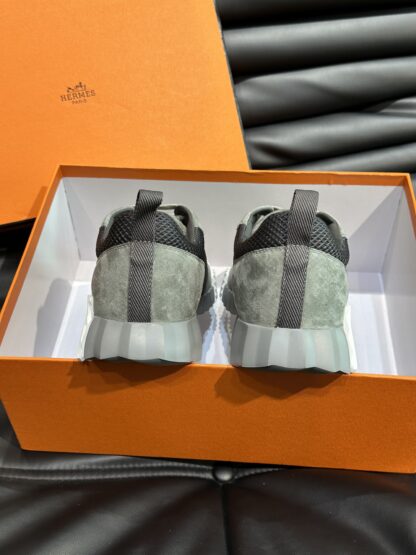 Hermes grey and black all-match casual sneakers - Image 7