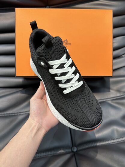 Hermes high-end men's fashion black casual breathable simple sports shoes - Image 7