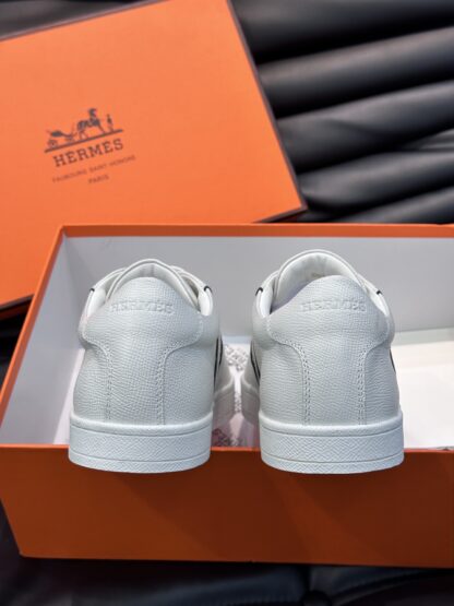 Hermes men's soft and lightweight white and black low-top casual sneakers - Image 7