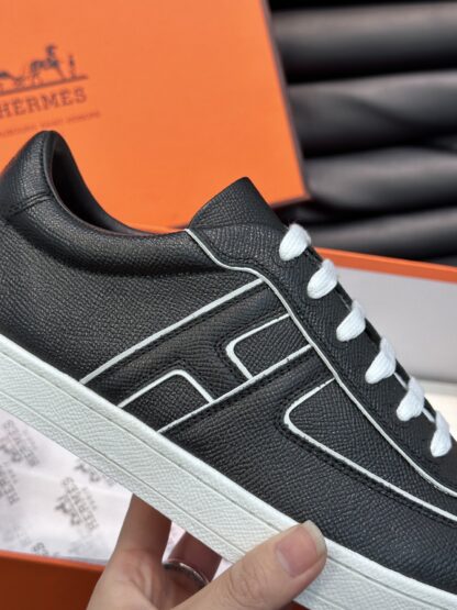 Hermès men's soft and lightweight black and white low-top casual sneakers - Image 7