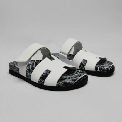 Hermès Couple Braided Black and White Slippers - Image 7