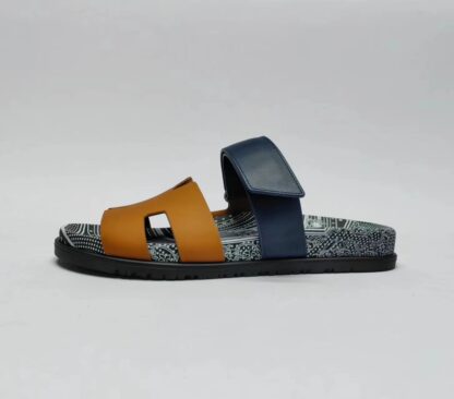 Hermès Couples Braided Brown, Blue and Black Slippers - Image 7