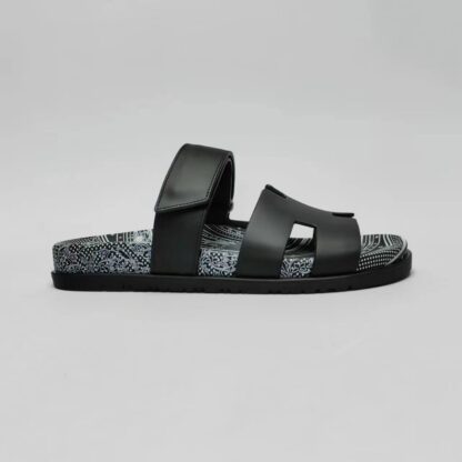 Hermès classic black and grey couple woven slippers - Image 7