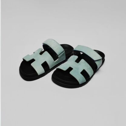 Hermès classic blue-grey couple woven slippers - Image 7