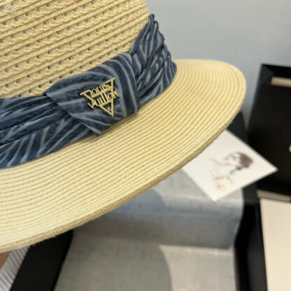 Louis Vuitton Gold and Straw Hat - Image 7