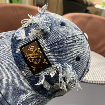 Louis Vuitton denim ripped baseball cap - Image 8