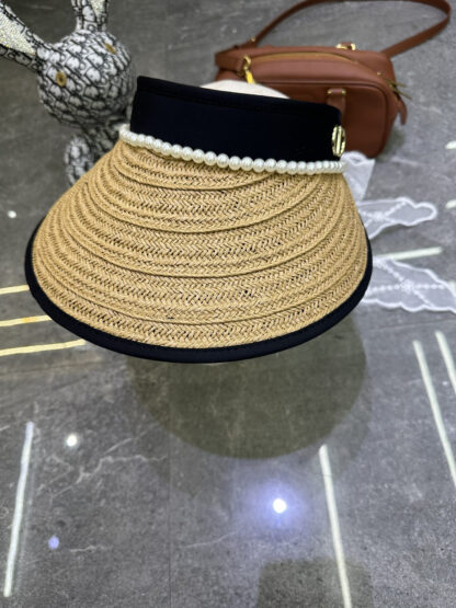 Dior lace pearl grass sunscreen black vinyl empty top hat - Image 8