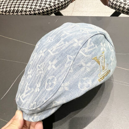 Louis Vuitton fashionable versatile denim jacquard beret breathable sun hat - Image 7