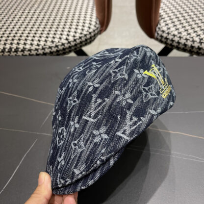 Louis Vuitton fashionable versatile denim jacquard beret breathable sun hat - Image 7