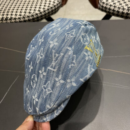 Louis Vuitton fashionable versatile denim jacquard beret breathable sun hat - Image 7