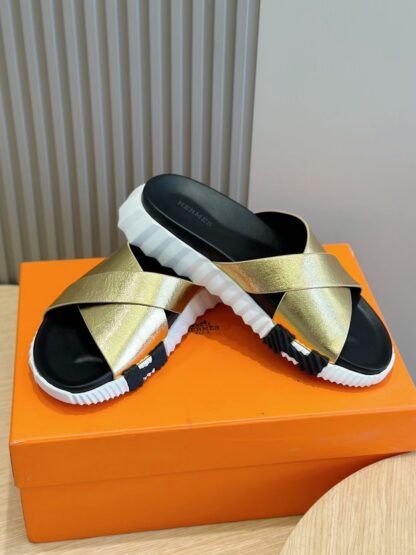 Hermès Gold Men's Cross Ultra Light Comfort Slippers - Image 7