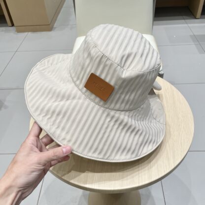 Hermes striped bow leisure versatile bucket hat - Image 6
