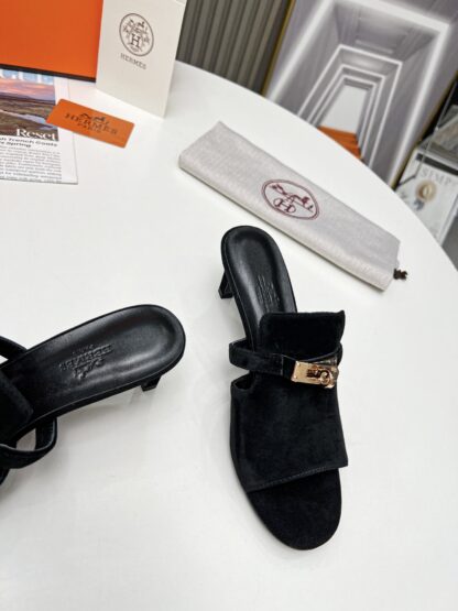 Hermès new handmade black suede stiletto sandals - Image 5
