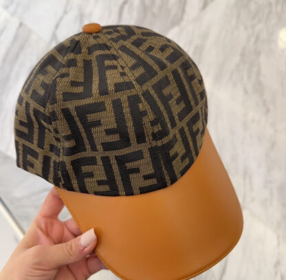 Fendi Fashion Leather Trim Baseball Cap - Image 8