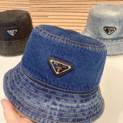 Prada Unisex Denim Bucket Hat - Image 7