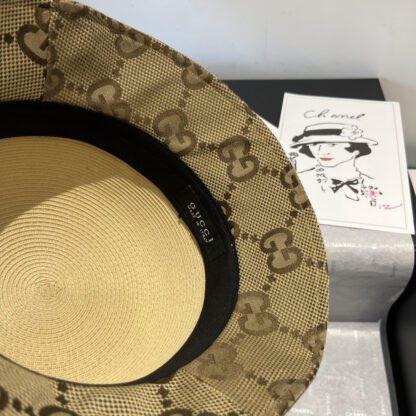 Gucci leather belt style straw hat - Image 7