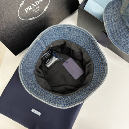 Prada Denim Gradient Washed Bucket Hat - Image 7
