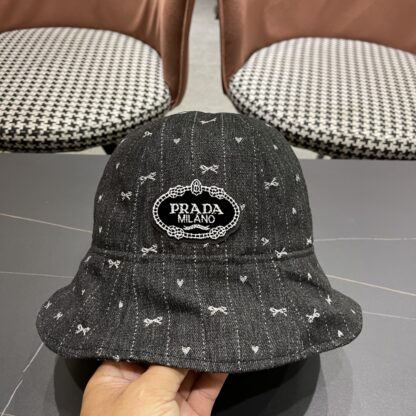 Prada Bow Denim Bucket Hat - Image 7