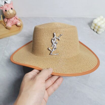 Yves Saint Laurent popular flat top straw hat - Image 7