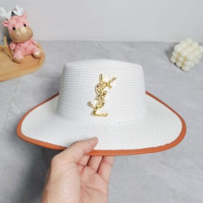 Yves Saint Laurent popular flat top straw hat - Image 7