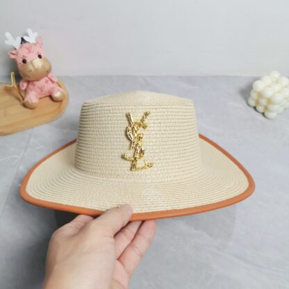 Yves Saint Laurent popular flat top straw hat - Image 7