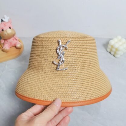 Yves Saint Laurent popular flat top straw hat - Image 7