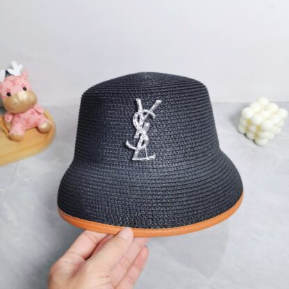 Yves Saint Laurent popular flat top straw hat - Image 7