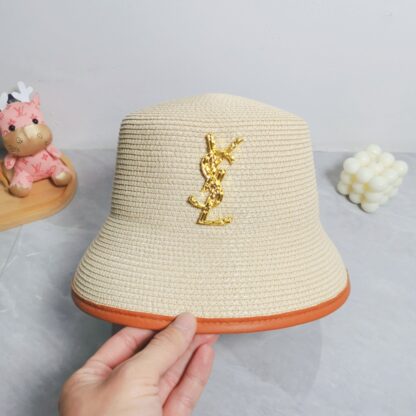 Yves Saint Laurent popular flat top straw hat - Image 7