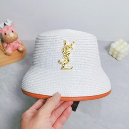 Yves Saint Laurent popular flat top straw hat - Image 7