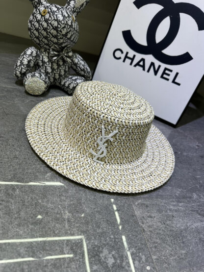 Yves Saint Laurent popular flat top straw hat - Image 7