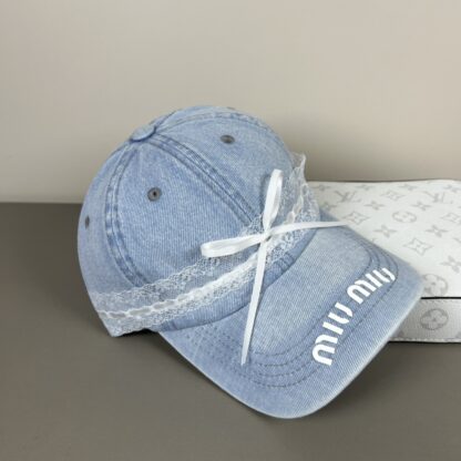 Miu Miu Delicate Bow Lace Baseball Cap - Image 8