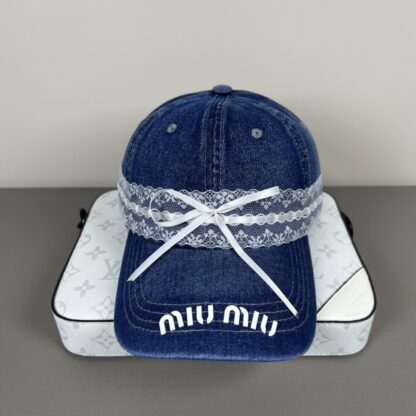 Miu Miu Delicate Bow Lace Trim Baseball Cap - Image 8