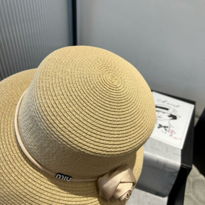 Miu Miu Rose Raffia Hat - Image 8