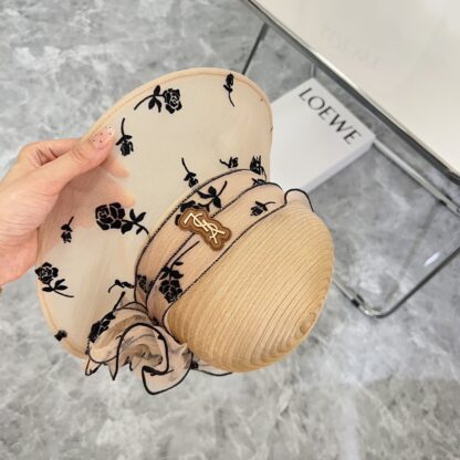 Yves Saint Laurent Organza Holiday Style Basin Hat Straw Hat - Image 7