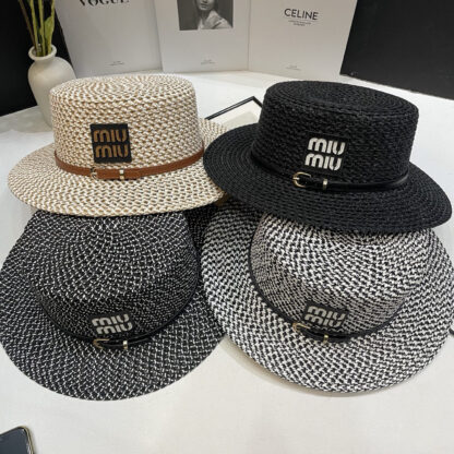 Miu Miu hollow hat flat top straw hat - Image 8