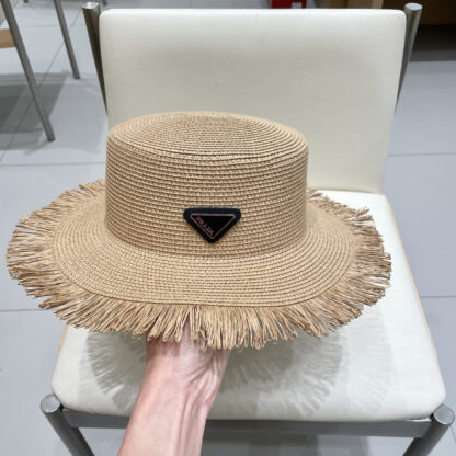 Prada new flat top tassel straw hat - Image 7