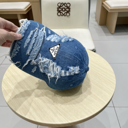 Prada denim inverted triangle baseball cap - Image 7