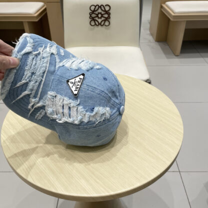 Prada denim inverted triangle baseball cap - Image 7