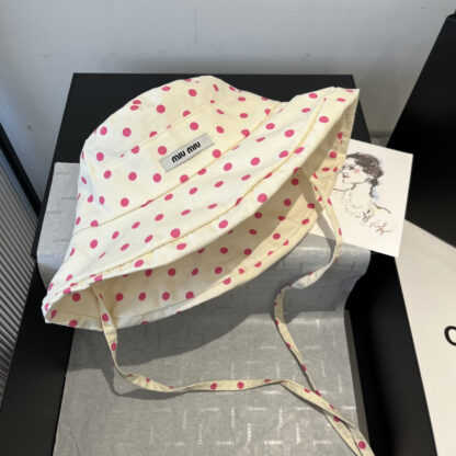 Miu Miu Casual Polka Dot Bucket Hat Sun Hat - Image 8