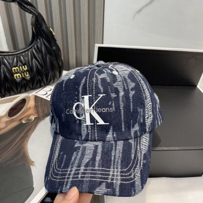 Calvin Kleinf washed distressed denim baseball cap - Image 7